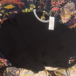 Nwt armoire boutique rhinestone collar sweater